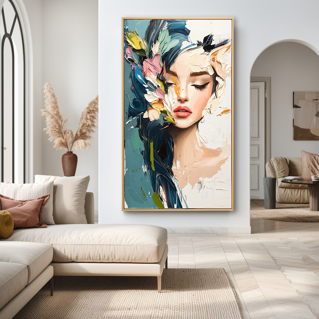 Ethereal Silence – Textured Abstract Portrait Oil Painting#AB14317