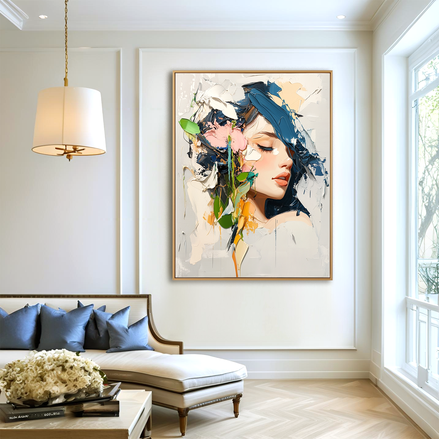 Silent Bloom – Textured Abstract Portrait Oil Painting#AB14322