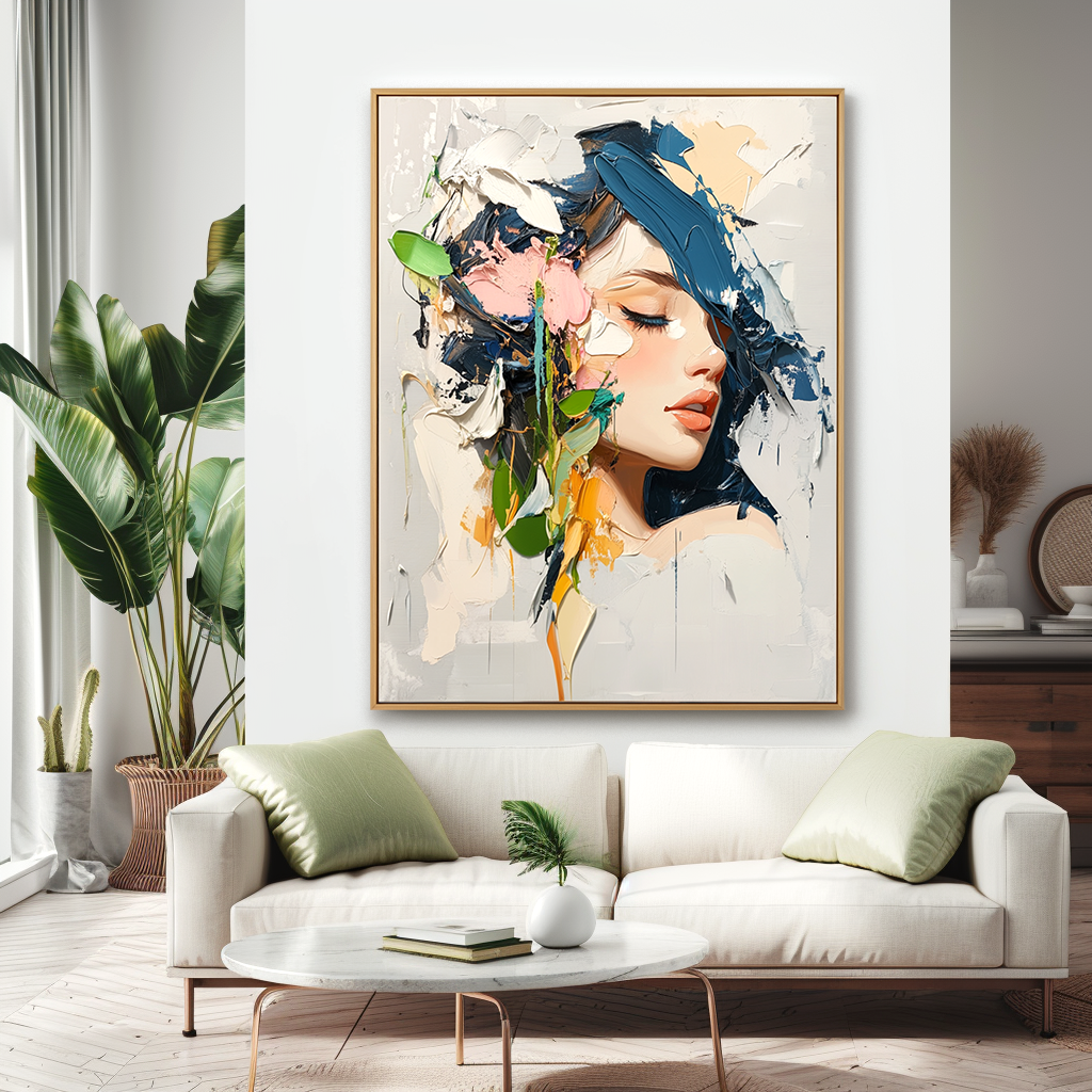 Silent Bloom – Textured Abstract Portrait Oil Painting#AB14322