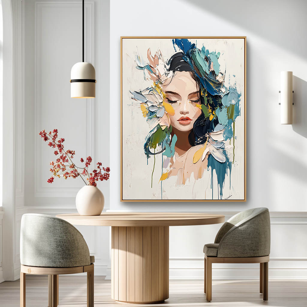 Harmony of Silence – Textured Abstract Portrait Oil Painting#AB14323