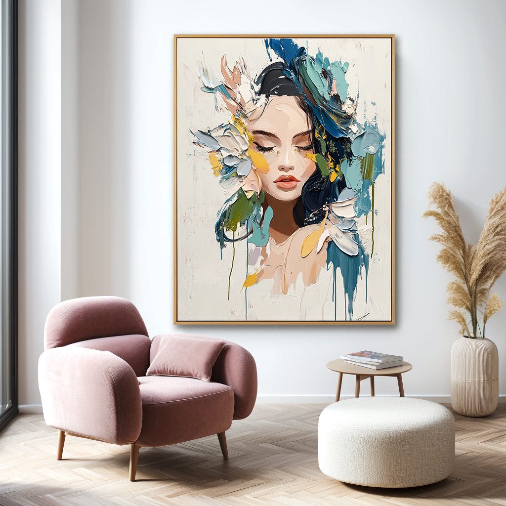 Harmony of Silence – Textured Abstract Portrait Oil Painting#AB14323