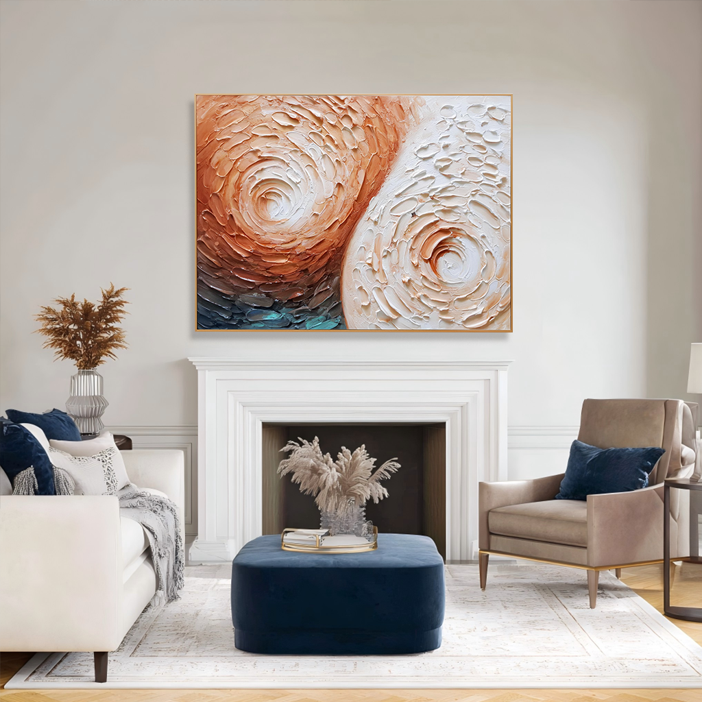 Earth Spiral – Textured Abstract Neutral Oil Painting#wp260222