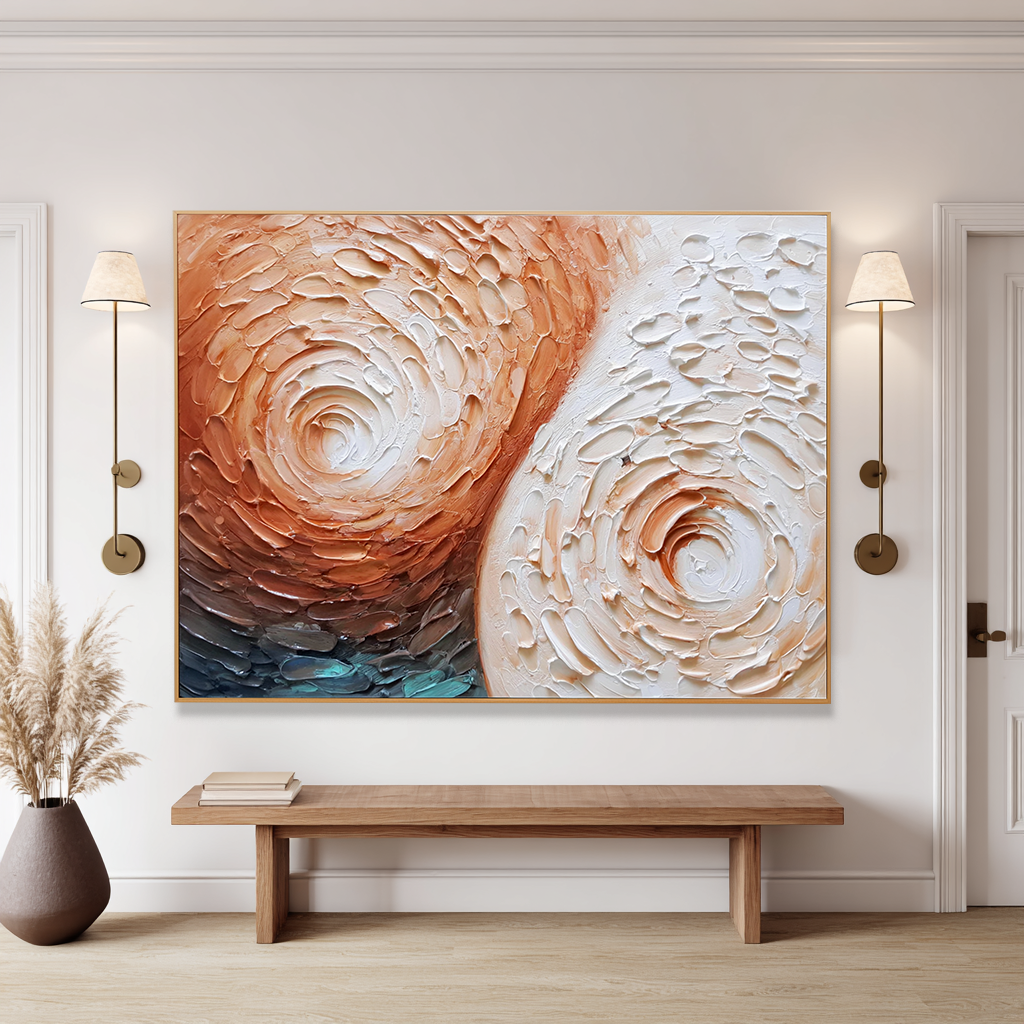 Earth Spiral – Textured Abstract Neutral Oil Painting#wp260222