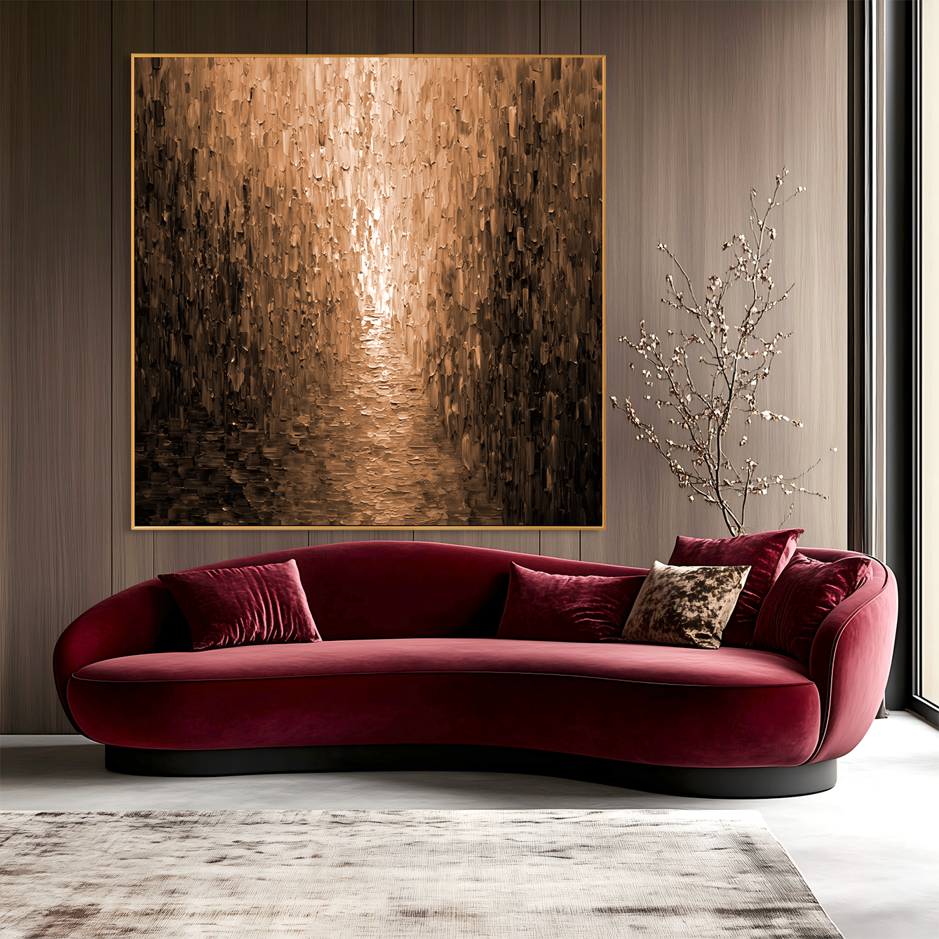 Golden Passage – Textured Abstract Corridor Wall Art#wp260223