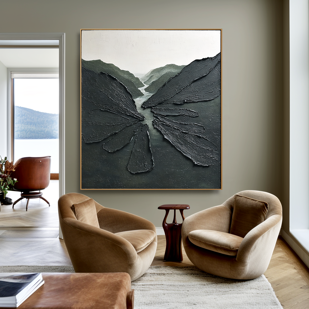 Silent Canyon – Textured Minimalist Abstract Landscape Oil Painting#wp260323