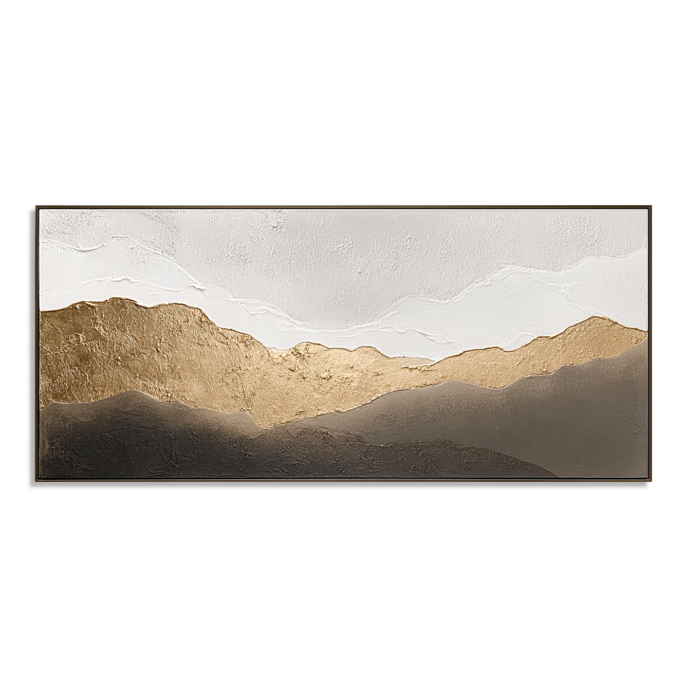 Golden Horizon Relief – Textured Abstract Mountain Wall Art#abwp260326
