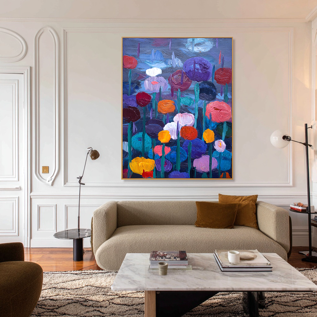 Midnight Garden – Abstract Floral Wall Art#AB0323021