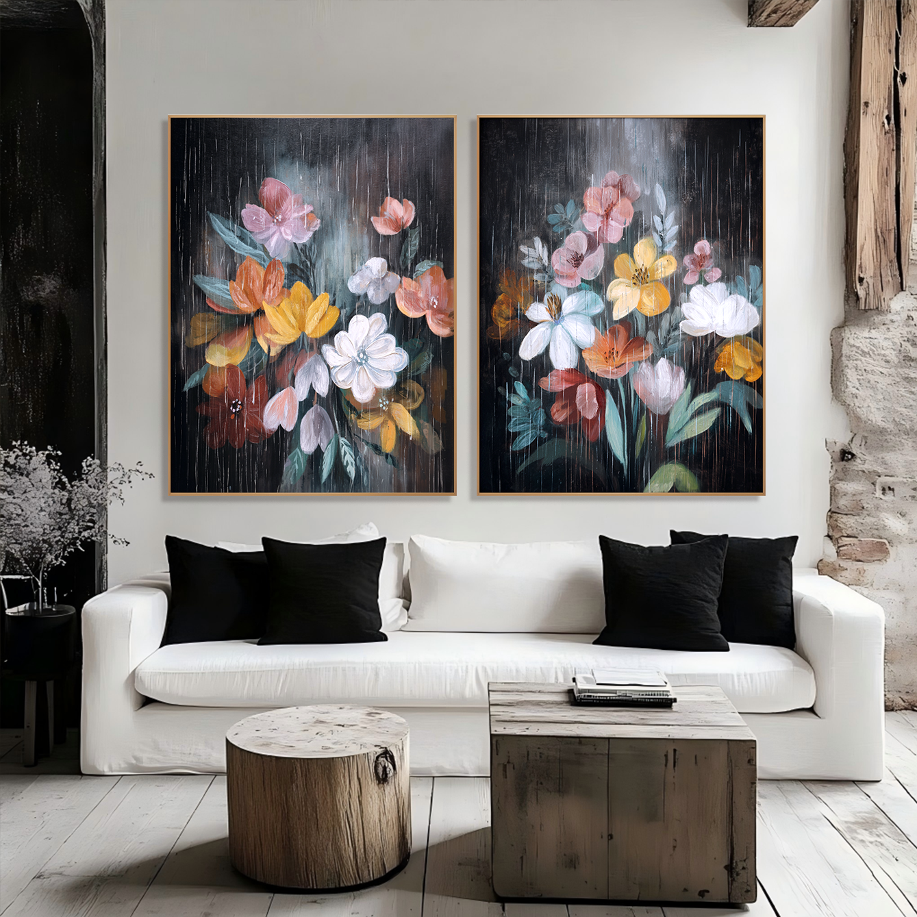 Rain Garden Set – Abstract Floral Wall Art (Set of 2)#AB0323023