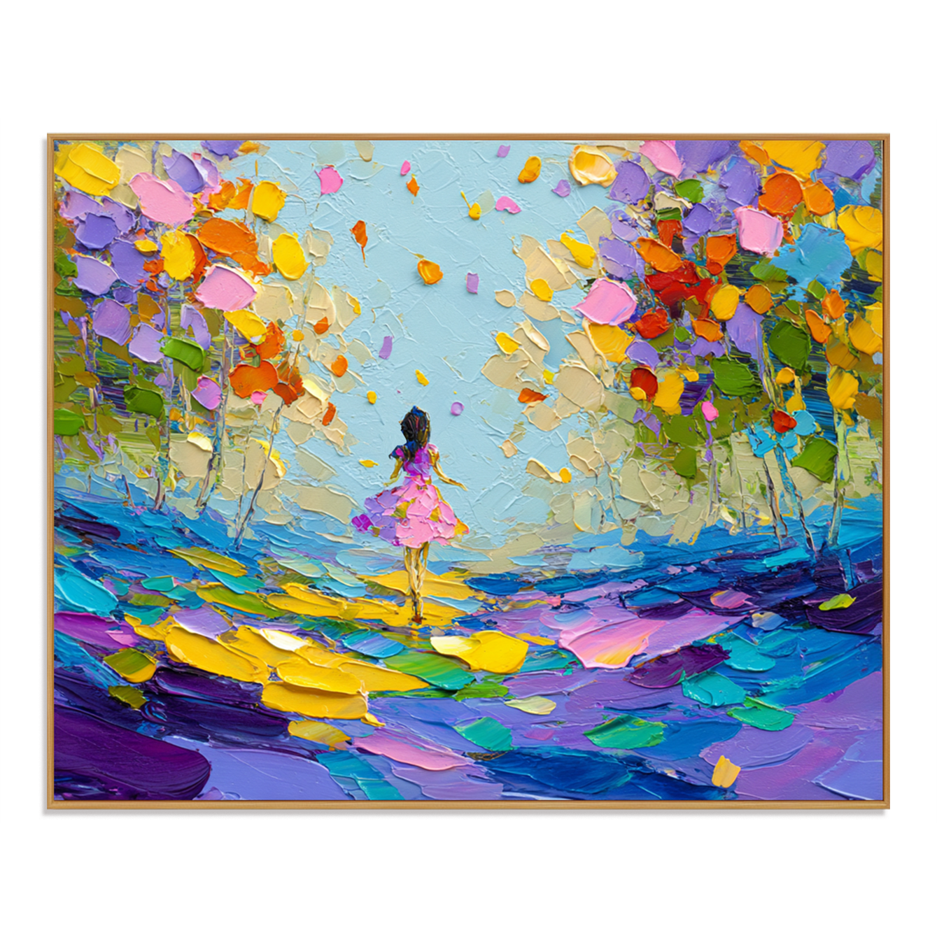 Colorful Dream Walk – Textured Abstract Figure Oil Painting#wp260330