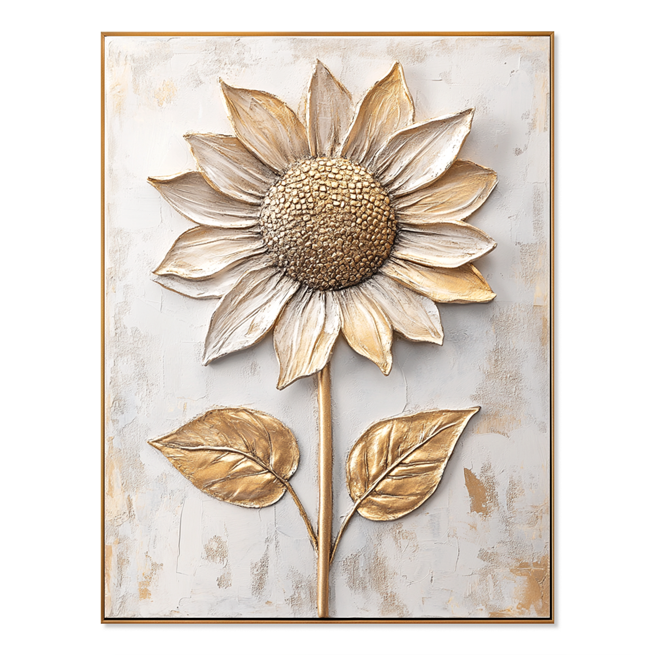 Golden Sunflower Grace – Textured Floral Wall Art#wp260338