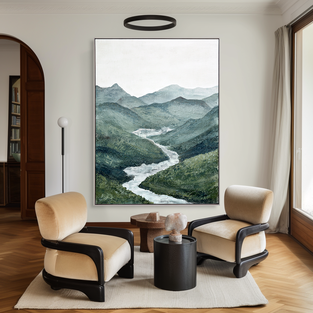 Whispering Valley – Textured Abstract Landscape Oil Painting#wp260343