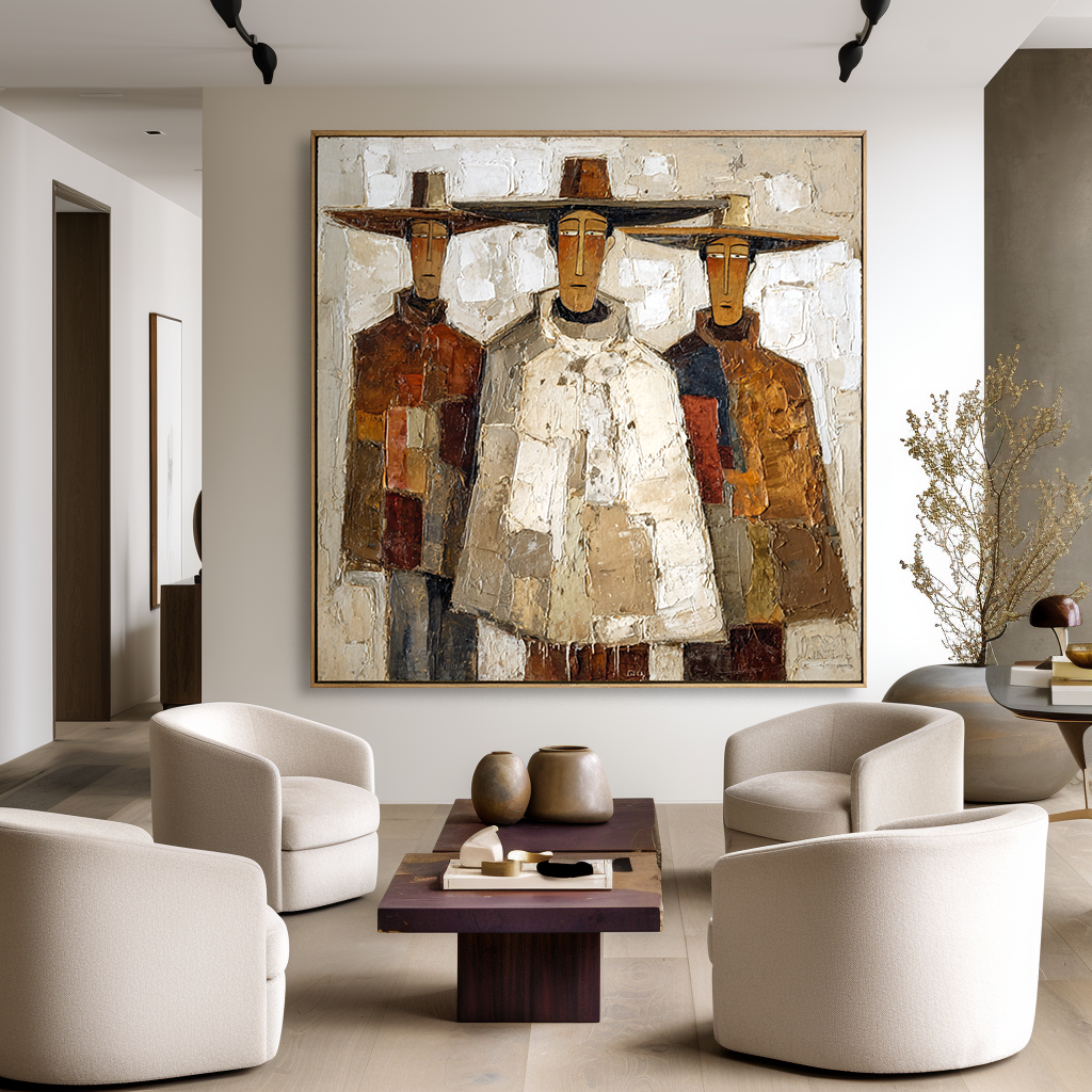 Silent Trio – Abstract Figures Painting#AB0323012