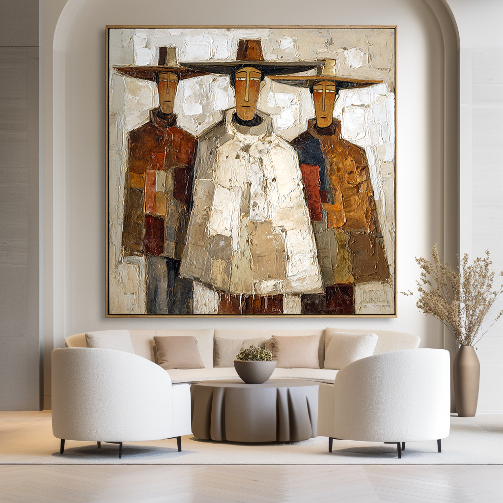 Silent Trio – Abstract Figures Painting#AB0323012