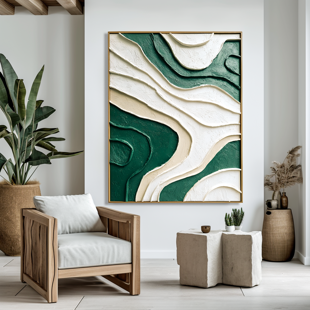 Verdant Layers – Textured Minimalist Abstract Wall Art#wp260463