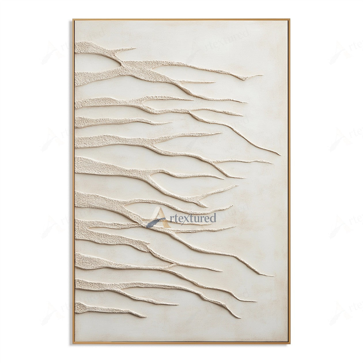 Minimalist Branch Textured Wall Art – Hand-Painted Abstract Canvas#XW12001