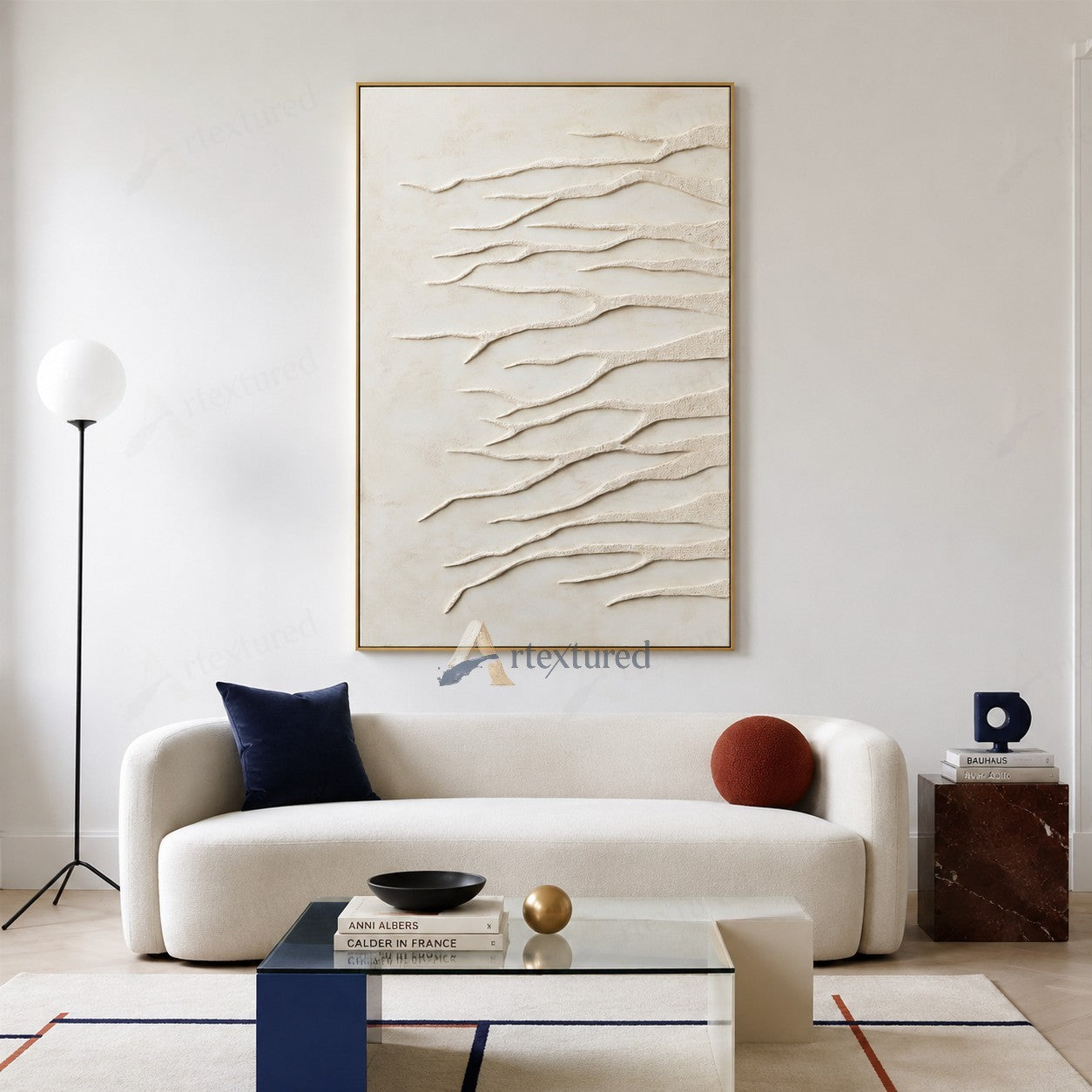 Minimalist Branch Textured Wall Art – Hand-Painted Abstract Canvas#XW12001