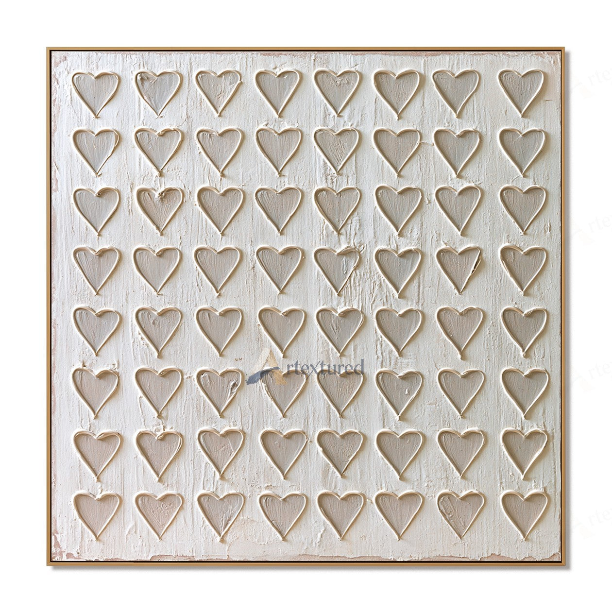 Minimalist Heart Textured Wall Art – Hand-Painted Neutral Abstract Canvas#XW12004
