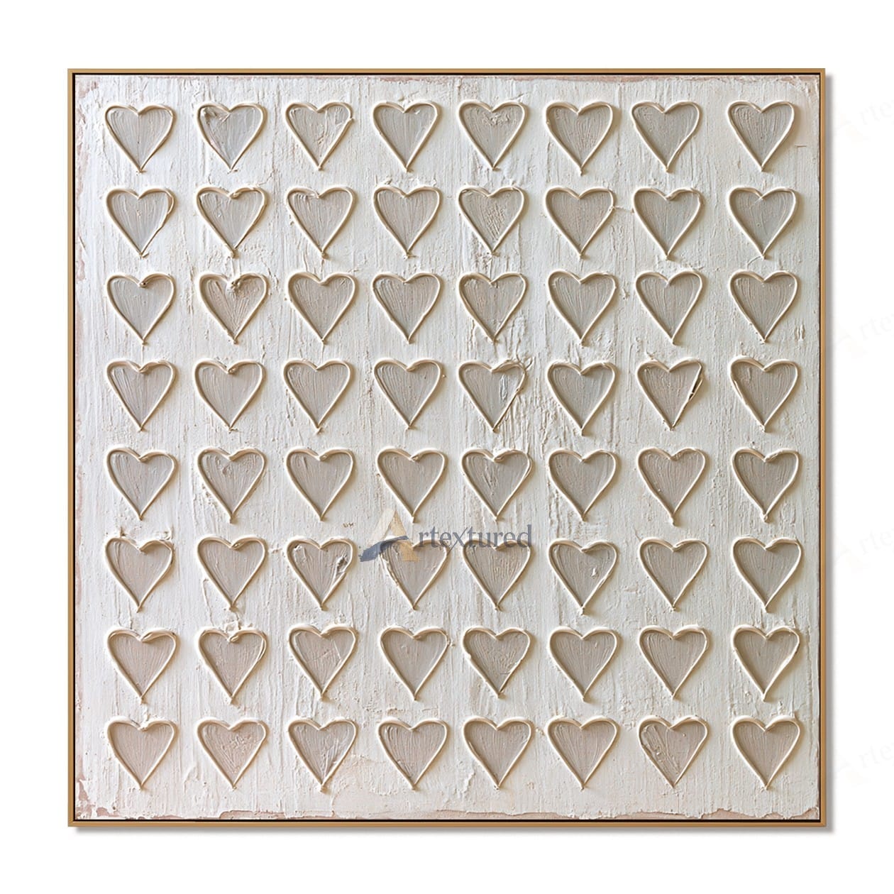 Minimalist Heart Textured Wall Art – Hand-Painted Neutral Abstract Canvas#XW12004