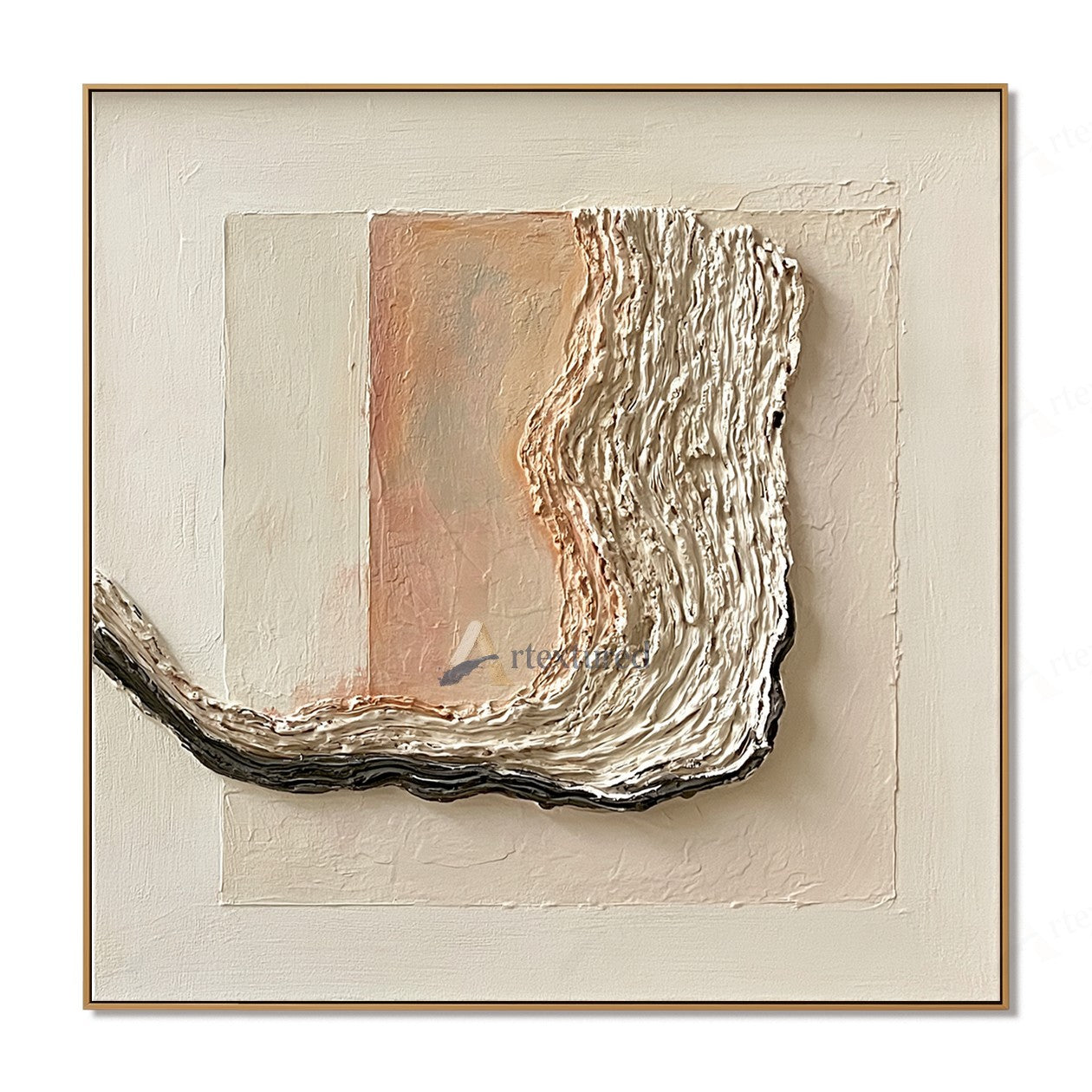 Neutral Abstract Textured Wall Art – Hand-Painted Modern Canvas#XW12017