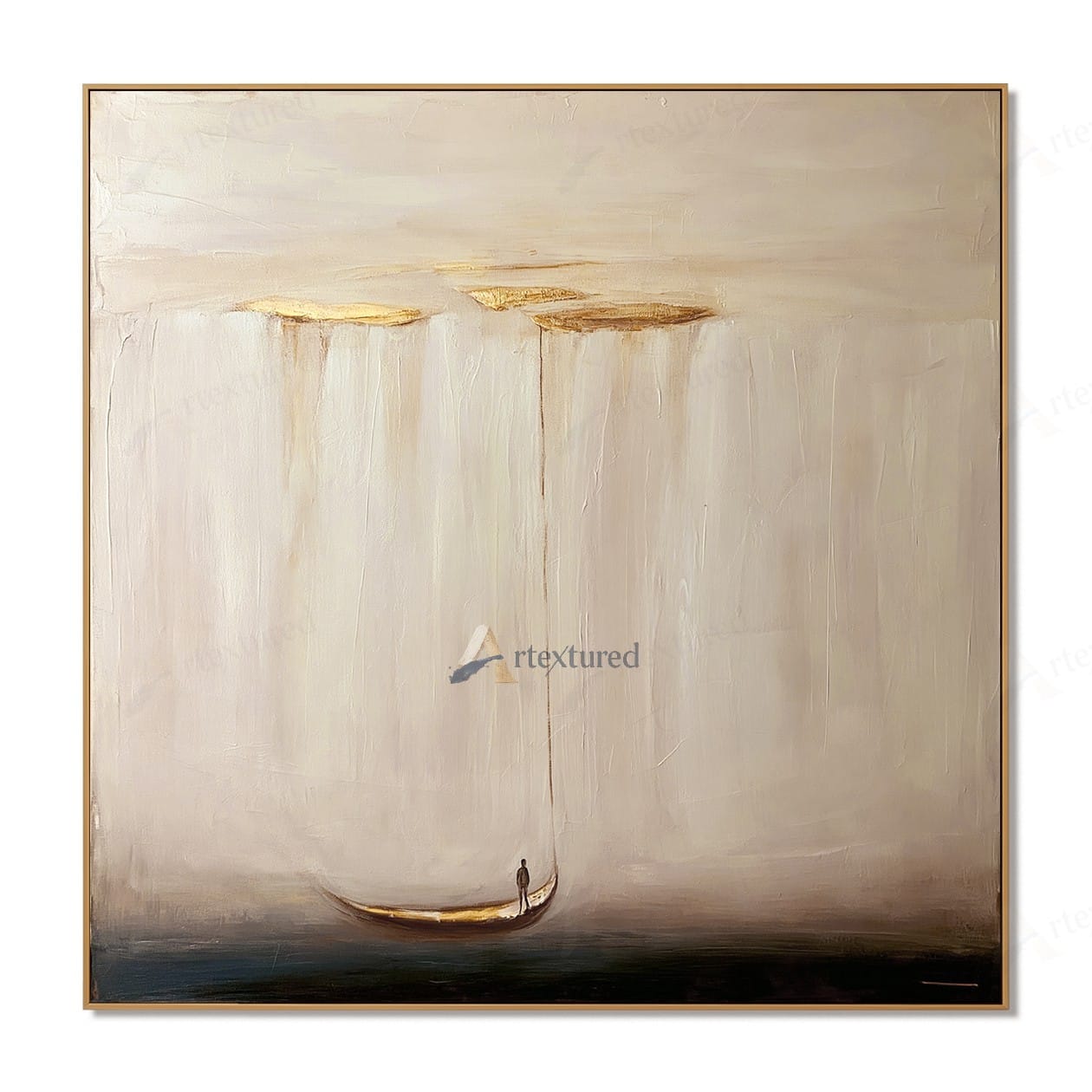 Minimalist Boat Cloud Wall Art – Hand-Painted Neutral Abstract Canvas#wp261014