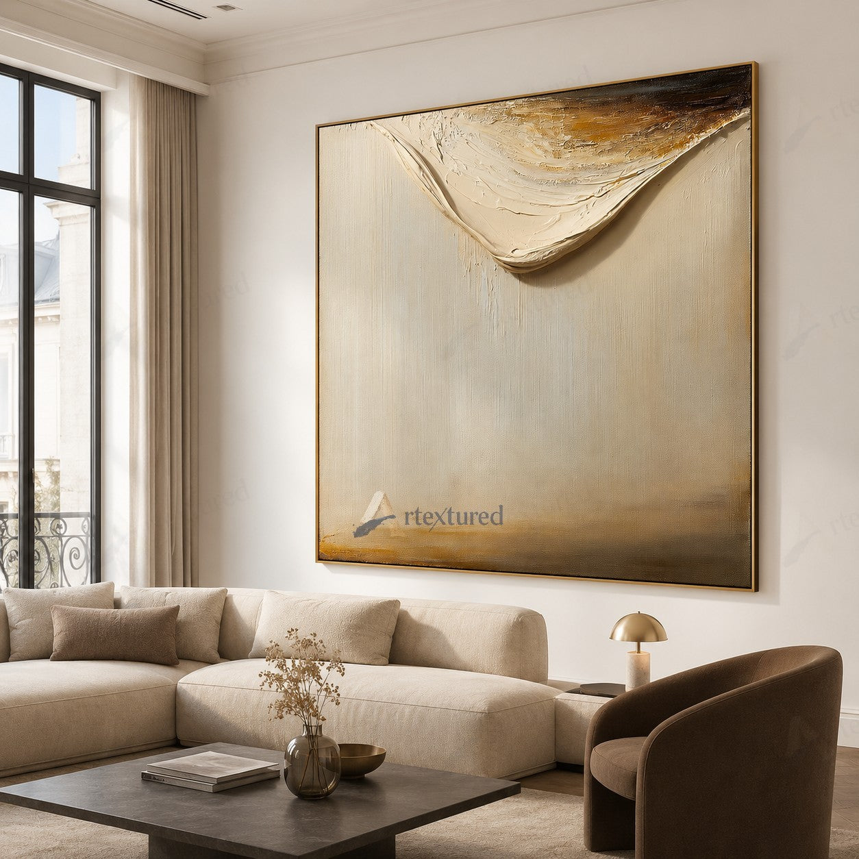 Minimalist Abstract Light Wall Art – Hand-Painted Neutral Textured Canvas#wp261019