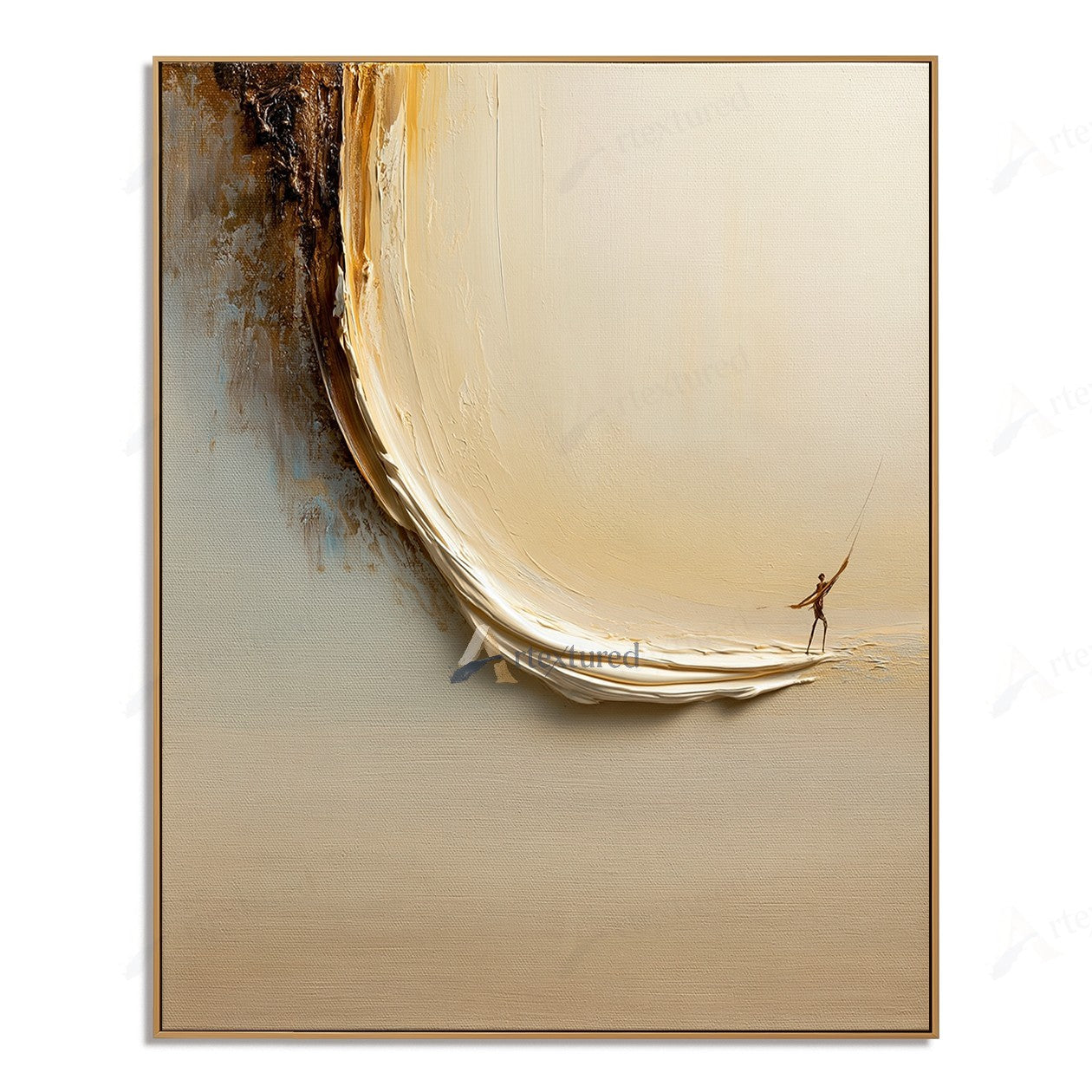 Minimalist Boat Figure Wall Art – Hand-Painted Neutral Abstract Canvas#wp261020