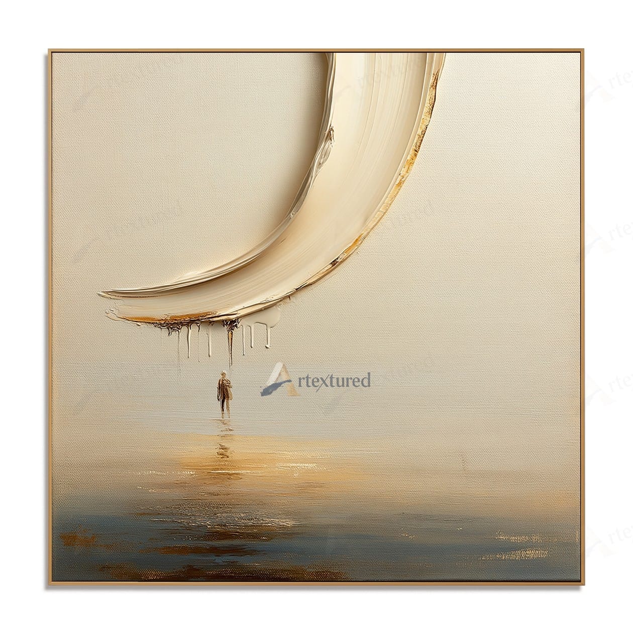 Minimalist Boat Reflection Wall Art – Hand-Painted Neutral Abstract Canvas#wp261024