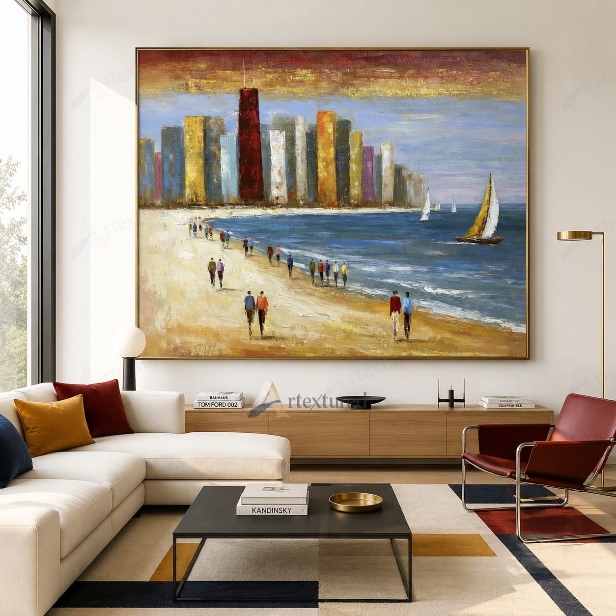 Coastal City Beach Wall Art – Hand-Painted Sailboat Canvas#wp261069