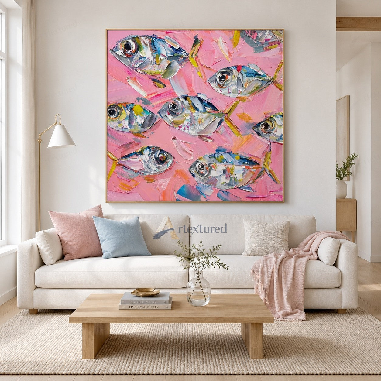 Pink Fish Wall Art – Abstract Colorful Fish Oil Painting#wp261169