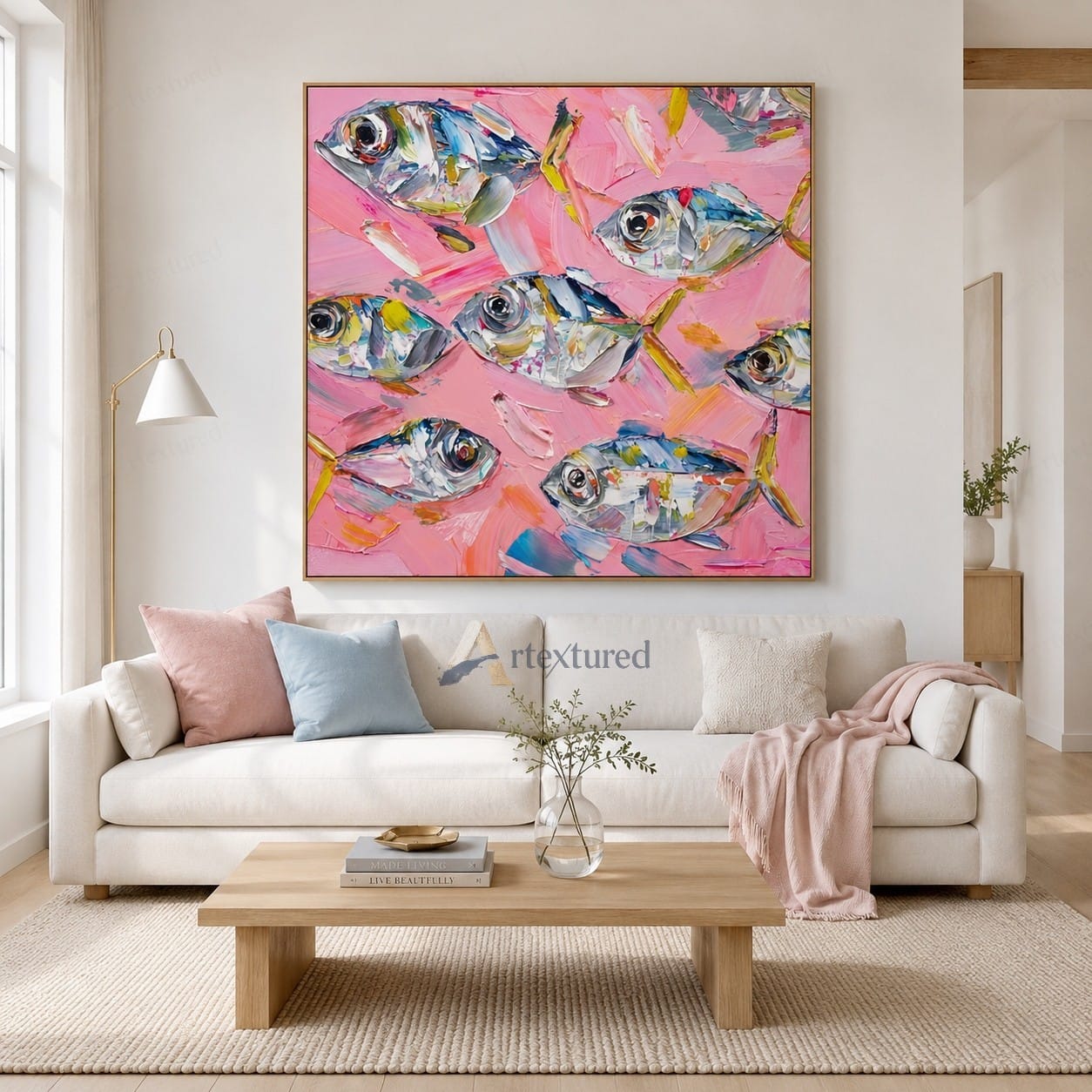 Pink Fish Wall Art – Abstract Colorful Fish Oil Painting#wp261169