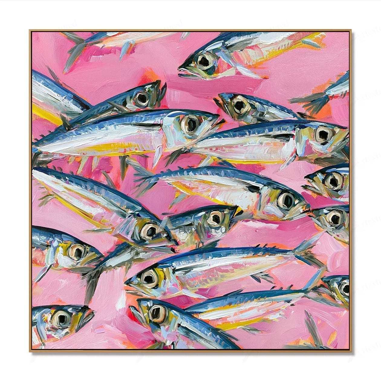 texture Pink Fish Wall Art – Abstract Fish Oil Painting#wp261170