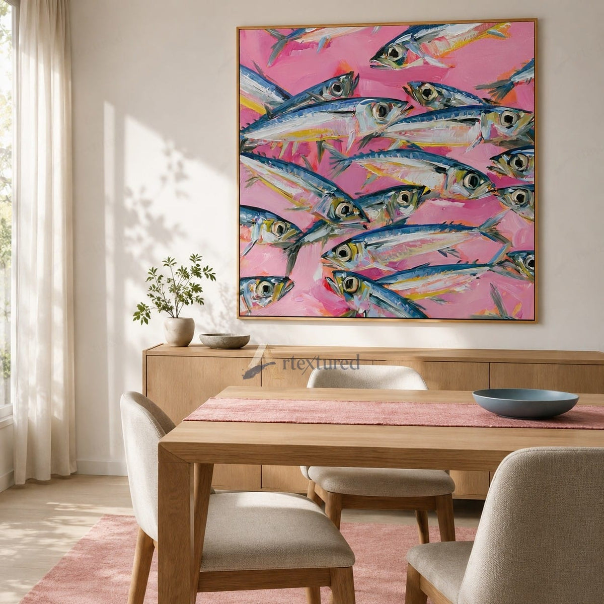 Pink Fish Wall Art – Abstract Fish Oil Painting#wp261170