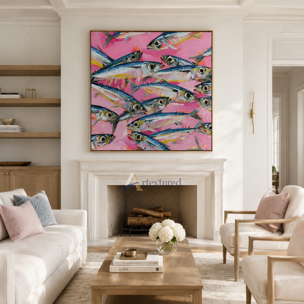 Pink Fish Wall Art – Abstract Fish Oil Painting#wp261170