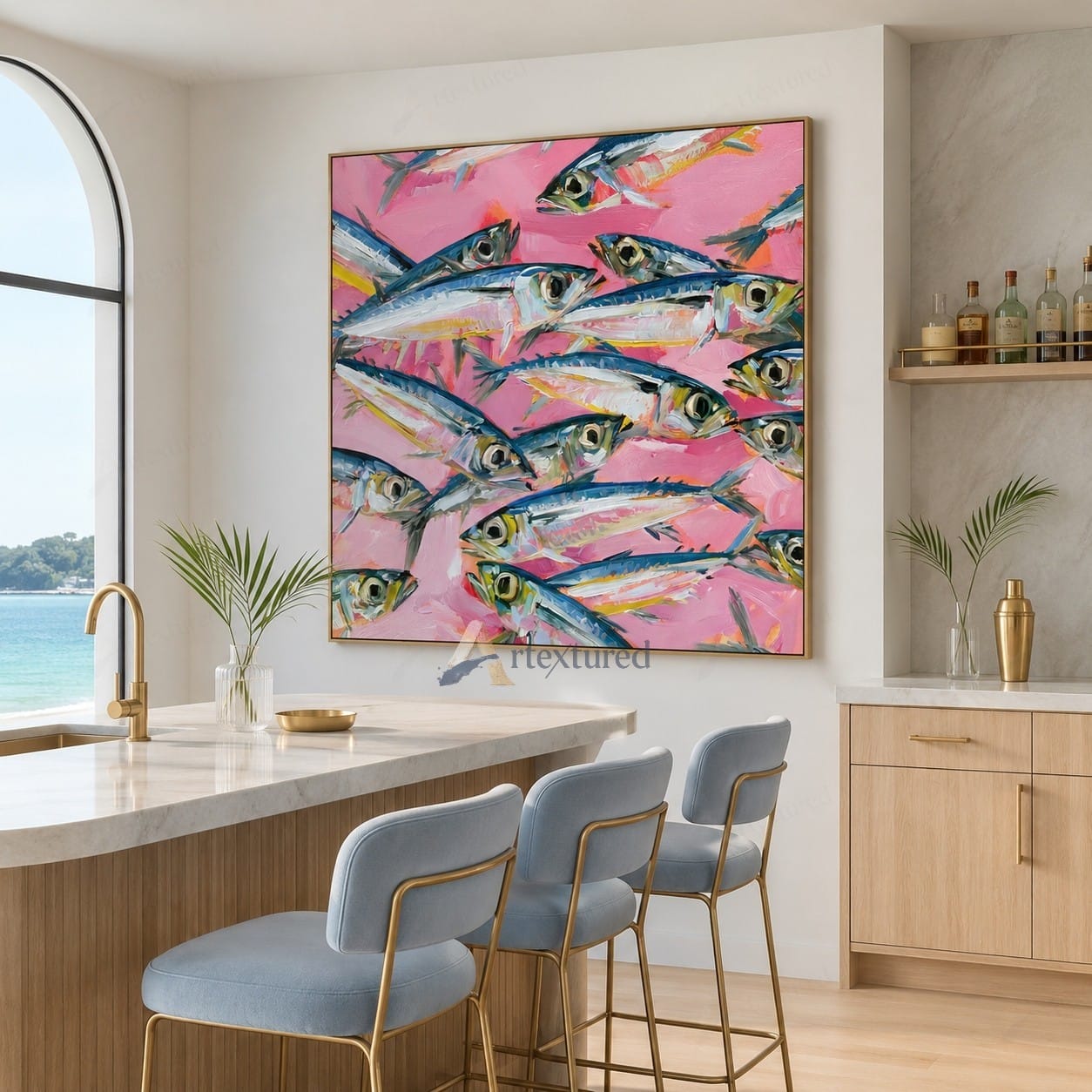 Pink Fish Wall Art – Abstract Fish Oil Painting#wp261170