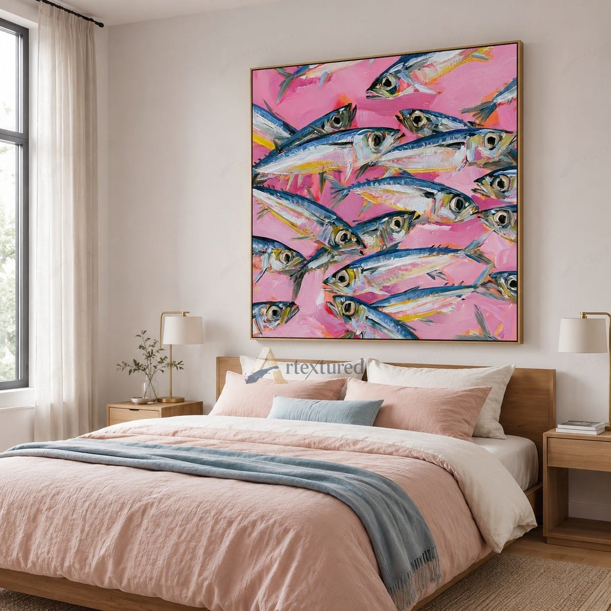 Pink Fish Wall Art – Abstract Fish Oil Painting#wp261170