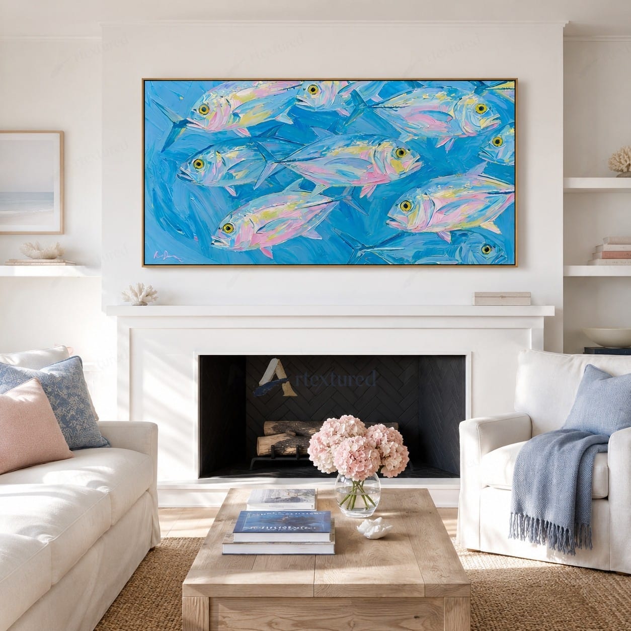 Blue Fish Wall Art – Abstract Coastal Fish Painting#wp261174