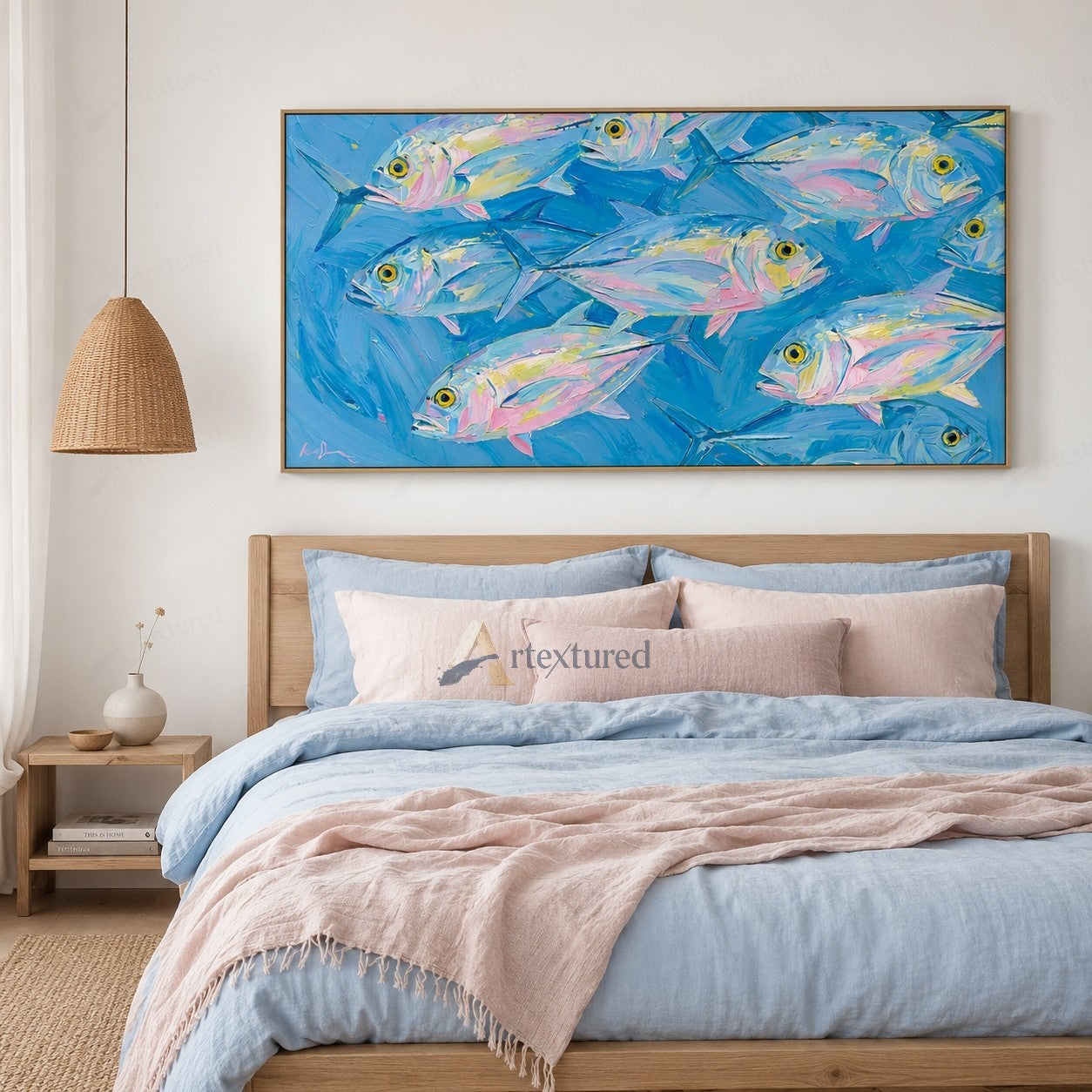 Blue Fish Wall Art – Abstract Coastal Fish Painting#wp261174