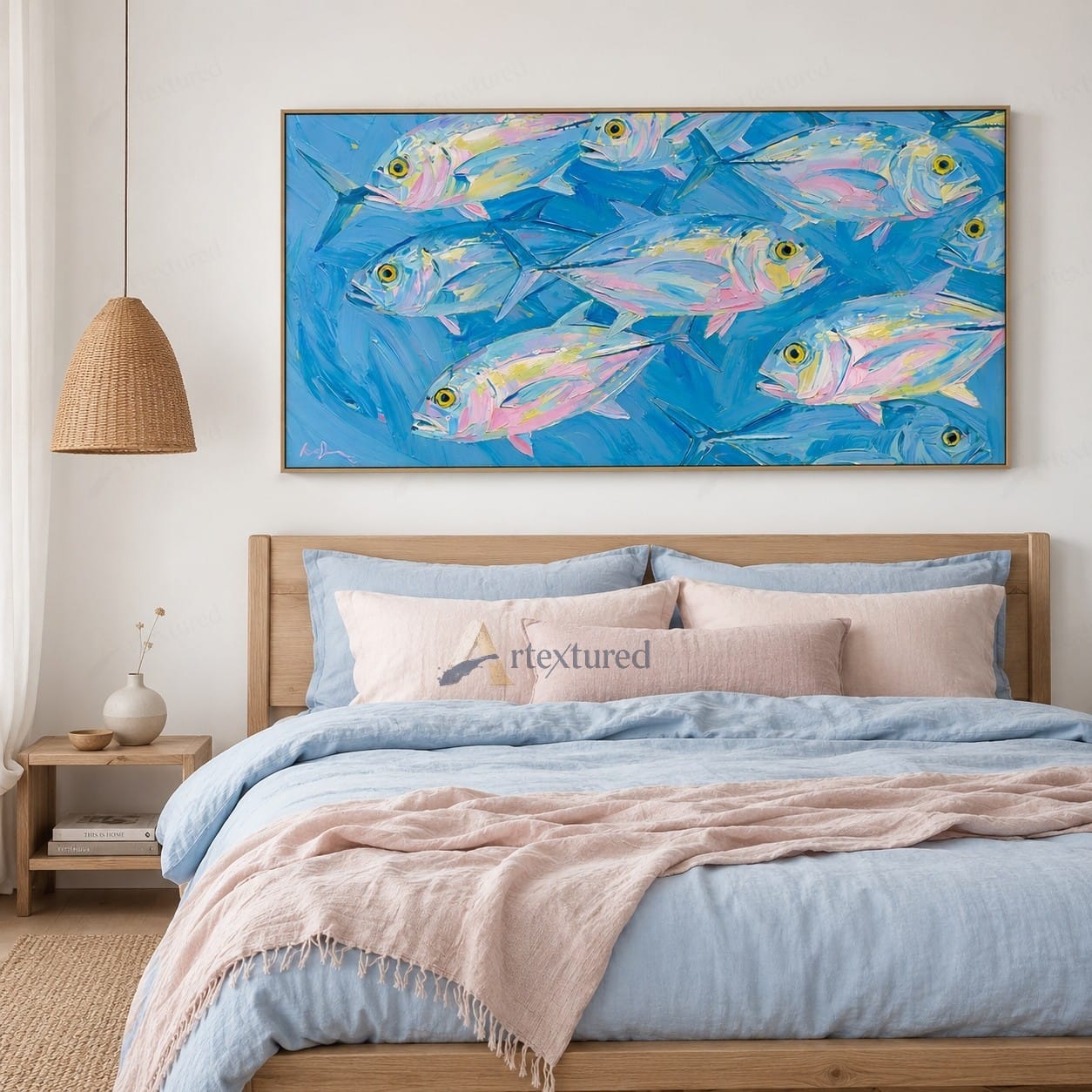 Blue Fish Wall Art – Abstract Coastal Fish Painting#wp261174