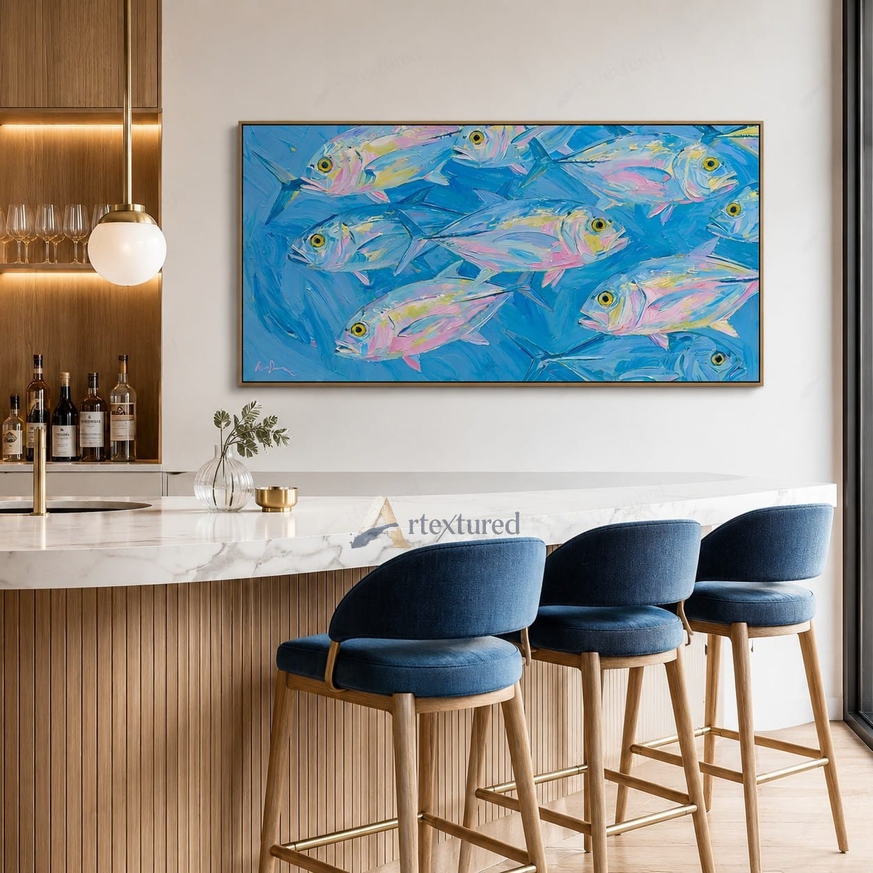 Blue Fish Wall Art – Abstract Coastal Fish Painting#wp261174