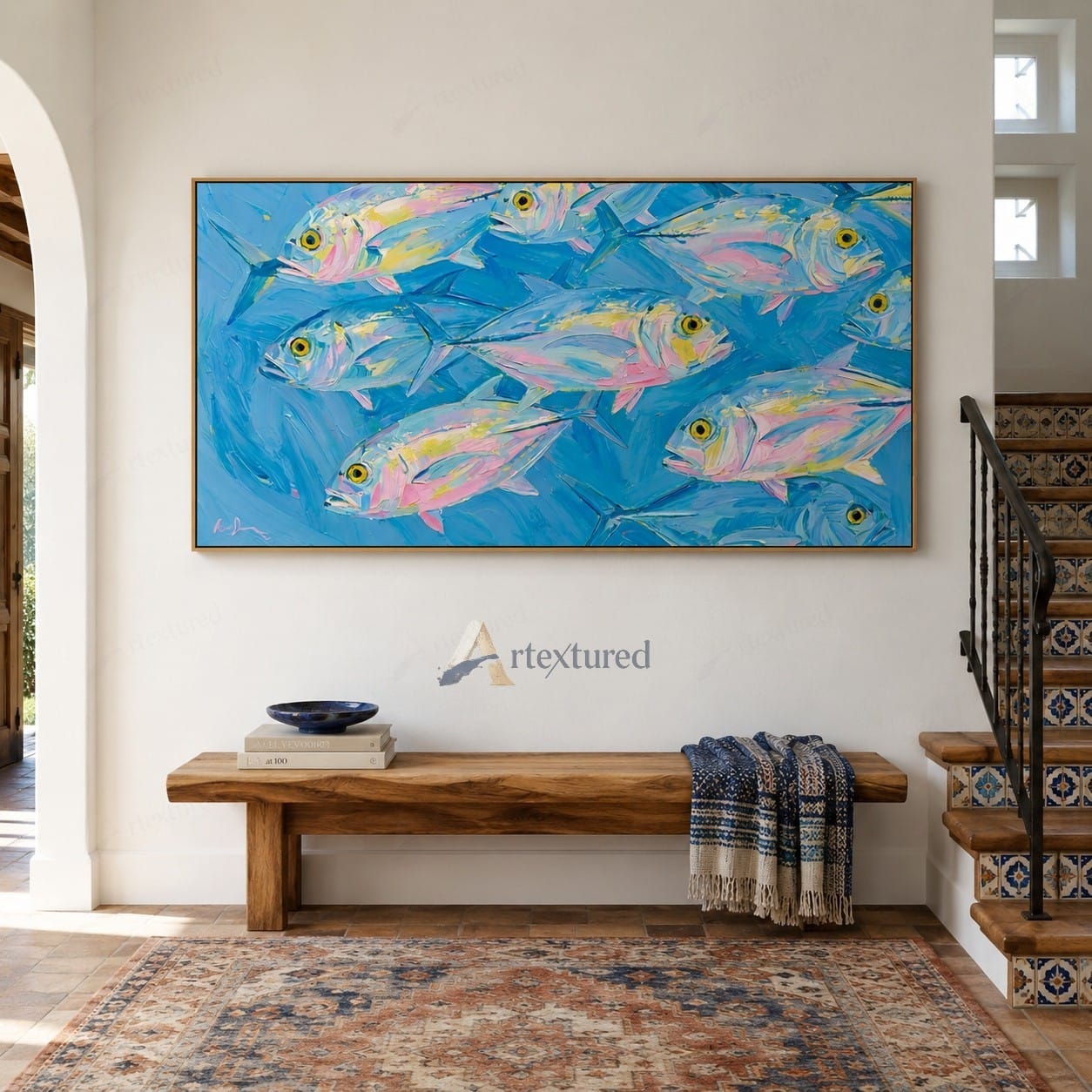 Blue Fish Wall Art – Abstract Coastal Fish Painting#wp261174