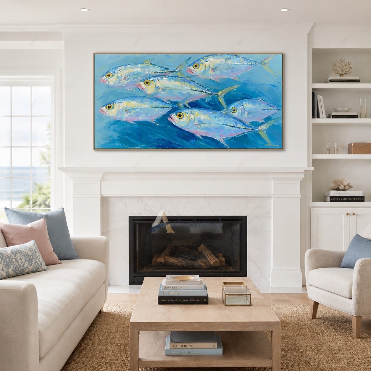 Blue Fish Wall Art – Abstract Ocean Fish Painting#wp261175