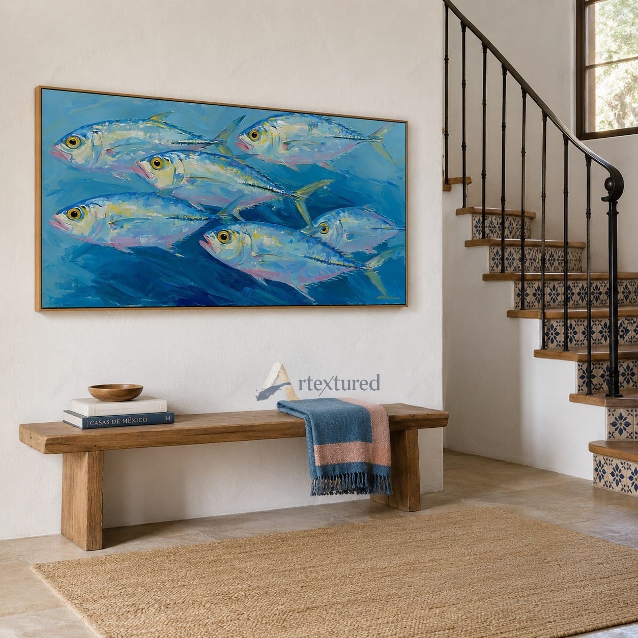 Blue Fish Wall Art – Abstract Ocean Fish Painting#wp261175