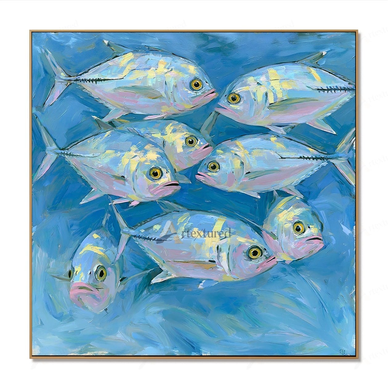 Wabi Sabi Blue Fish Wall Art – Abstract Coastal Fish Painting#wp261176