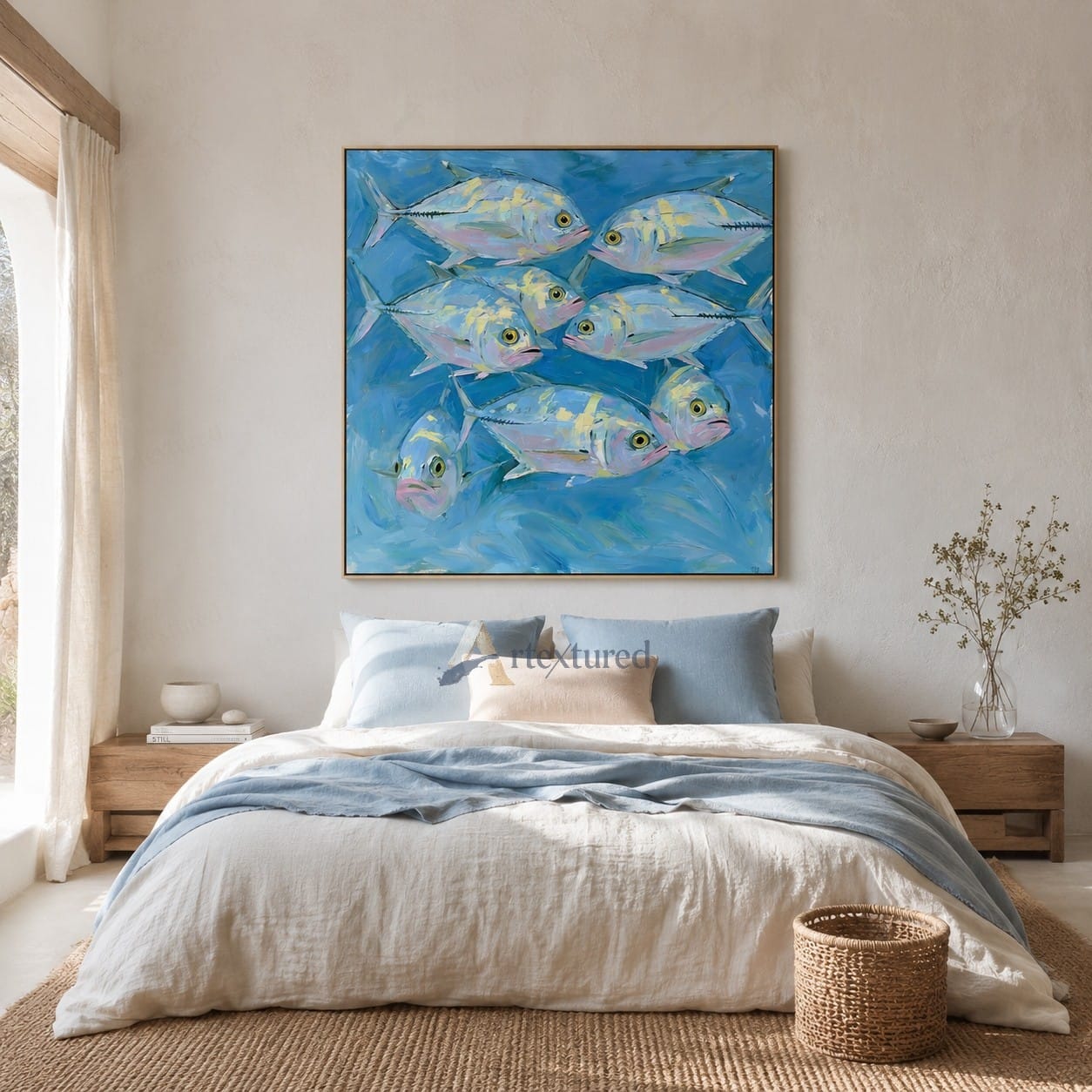 Blue Fish Wall Art – Abstract Coastal Fish Painting#wp261176