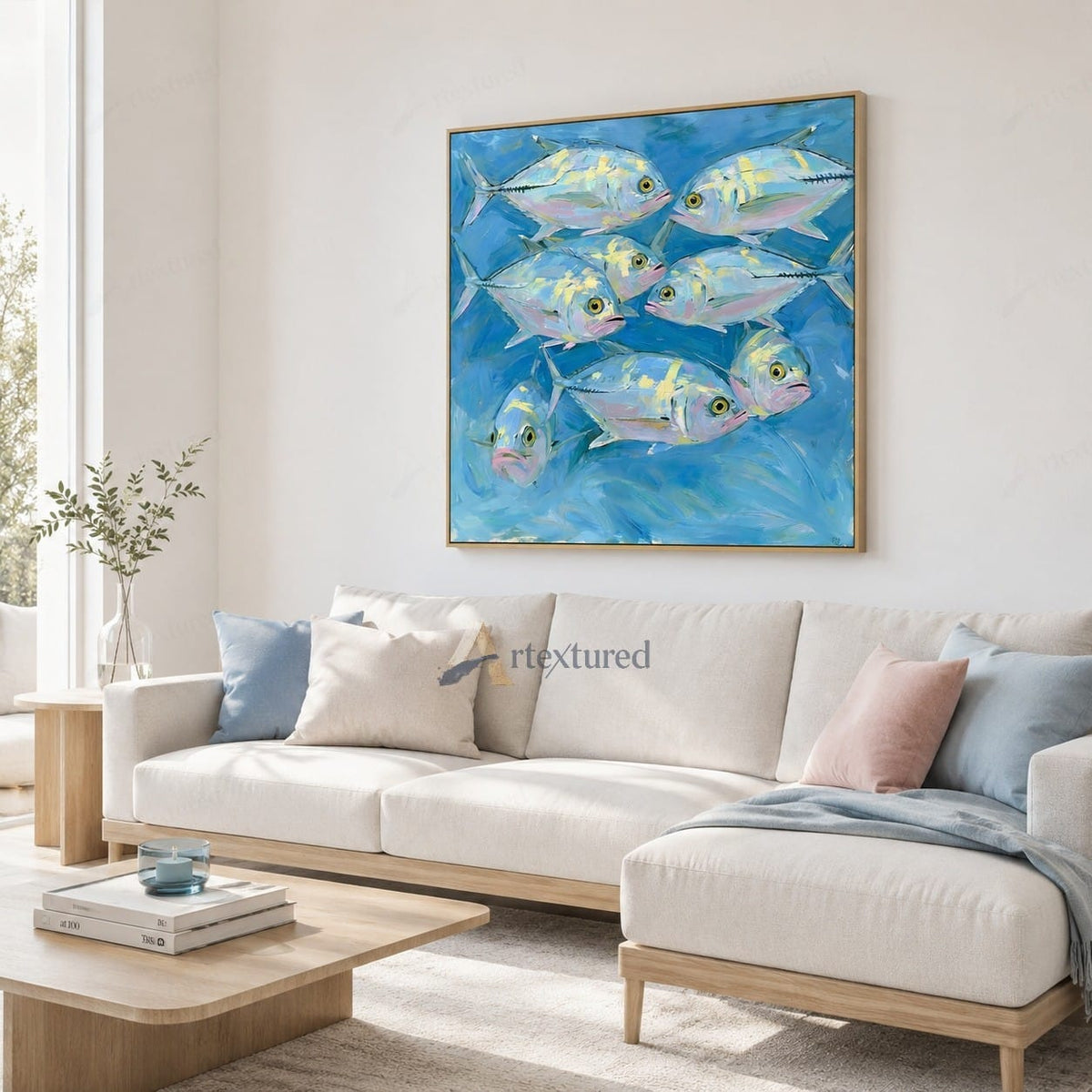 Blue Fish Wall Art – Abstract Coastal Fish Painting#wp261176