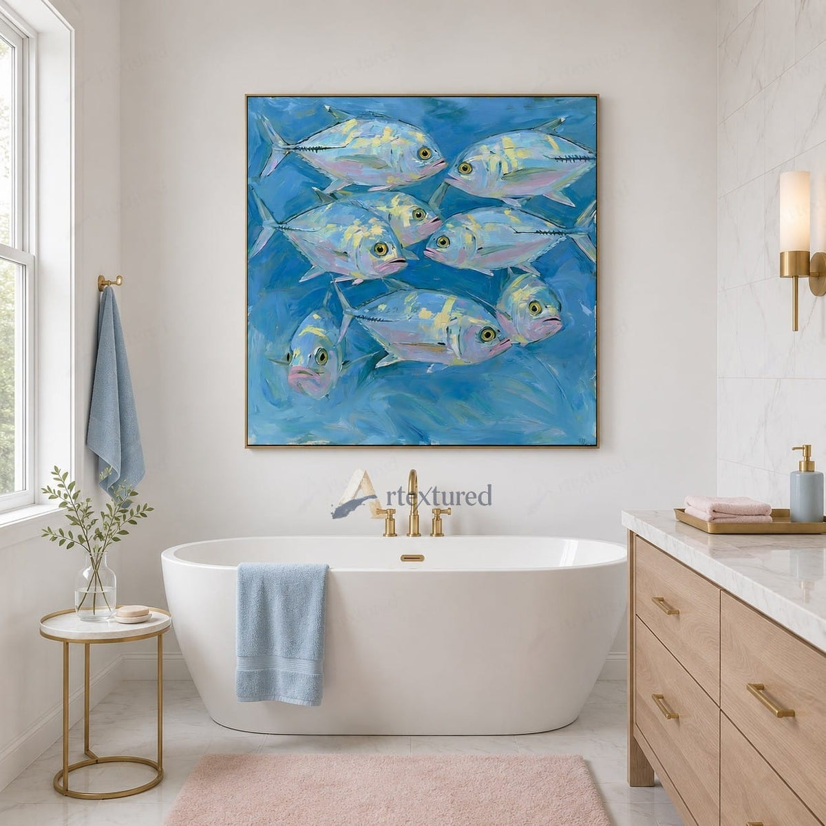 Blue Fish Wall Art – Abstract Coastal Fish Painting#wp261176