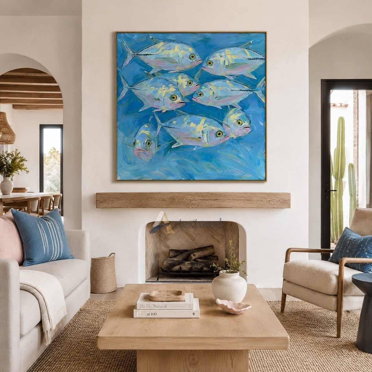 Blue Fish Wall Art – Abstract Coastal Fish Painting#wp261176
