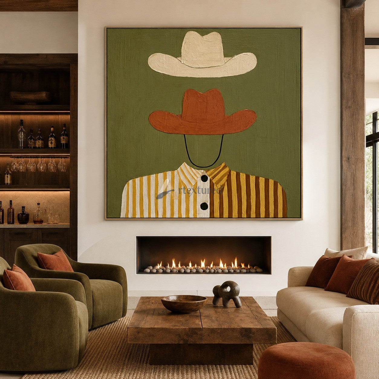 Under Two Hats – Modern Western Folk Art Painting#wp261620