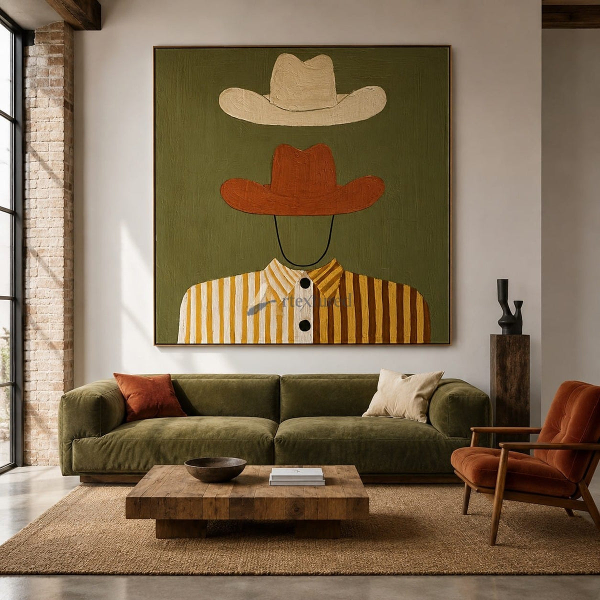 Under Two Hats – Modern Western Folk Art Painting#wp261620