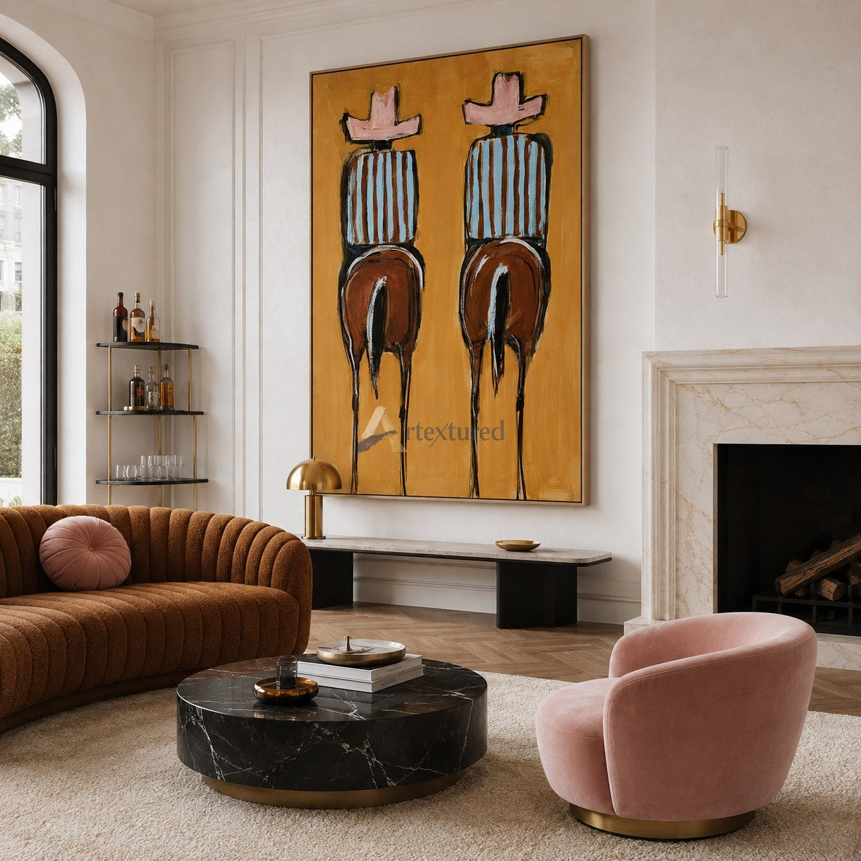 Ride Together – Colorful Western Folk Art Painting#wp261621